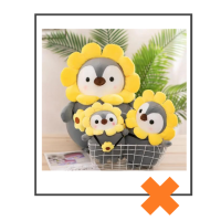 Kawaii knuffel pinguin bloem